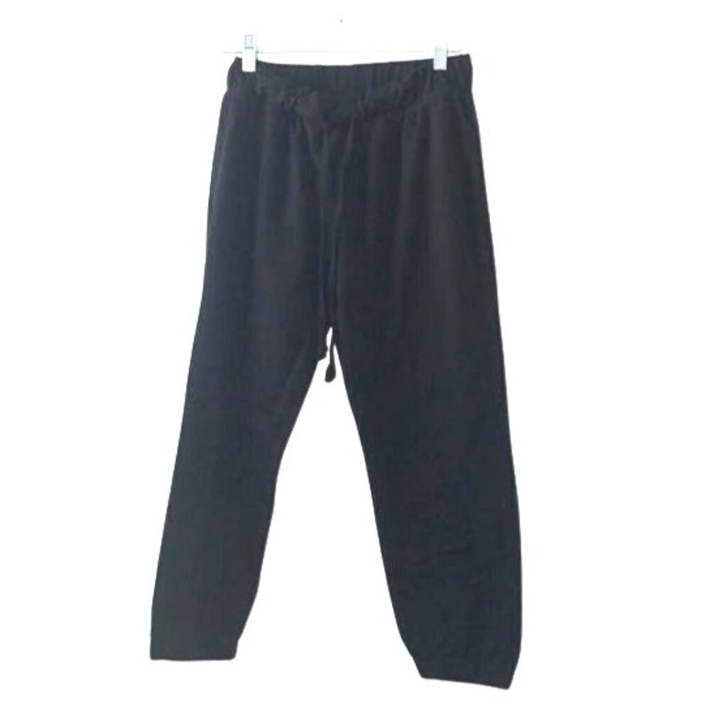Black Elastic Waist Jogger Pants With Drawstring S